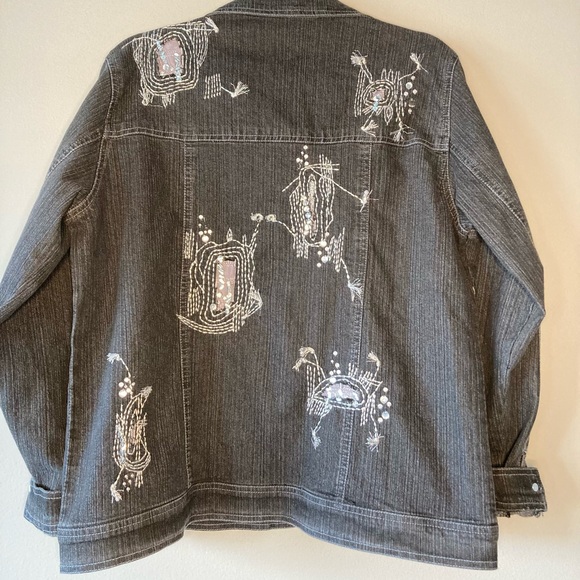 ios Black Denim Embellished Jacket M Sequins Embroidery.
Like new condition - Picture 2 of 6